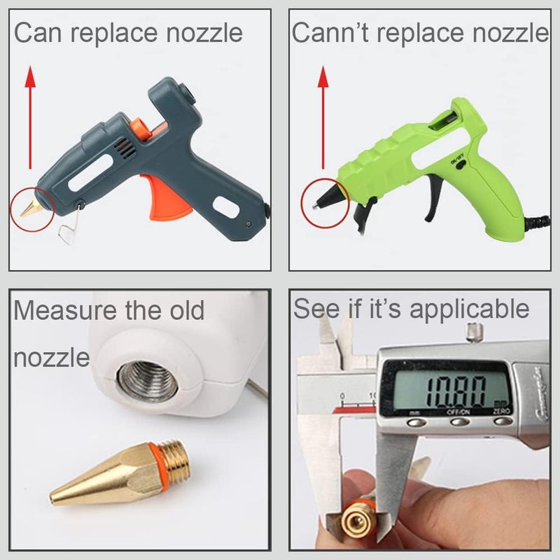 Wolfride 4Pcs Glue Gun Nozzle Set Hot Glue Gun Tips 10.8mm Thread Interchangeable Copper Nozzle Bore Diameter 2mm 3mm - Image 4